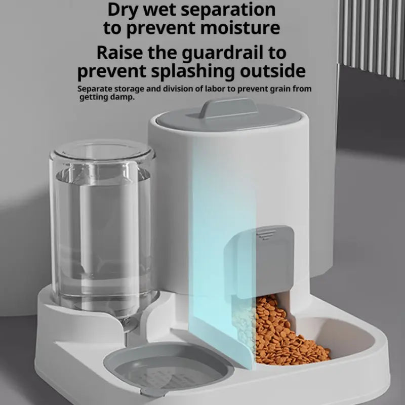 Automatic Non-Electric Pet Feeder, Anti-Tip Cat Bowl Dog Bowl, Automatic Water Dispenser for Kittens, Dual Bowls for Pets