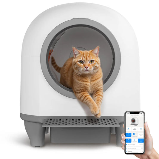 Warcat Smart Low-Noise Self-Cleaning Litter Box with 90L Capacity, App-Controlled via 2.4G WiFi, Equipped with Smart Sensors and Safety Features for Easy Maintenance and Setup