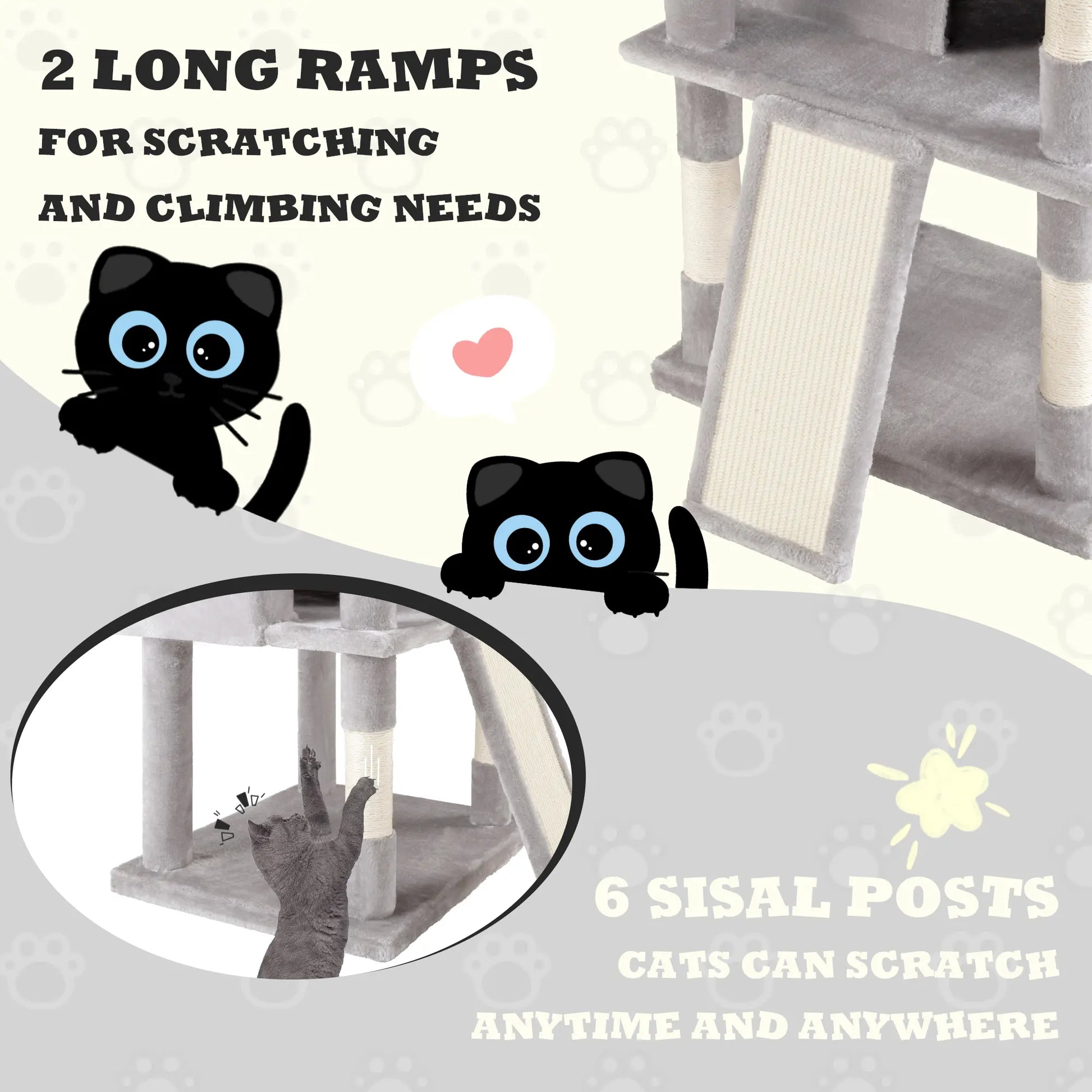 SHA CERLIN Multi-Level Tall Cat Tree Tower with Hammock and Sisal Scratching Posts - Spacious Cat Condo Furniture for Multiple Cats - Ideal for Play and Rest - Perfect Father's Day Gift