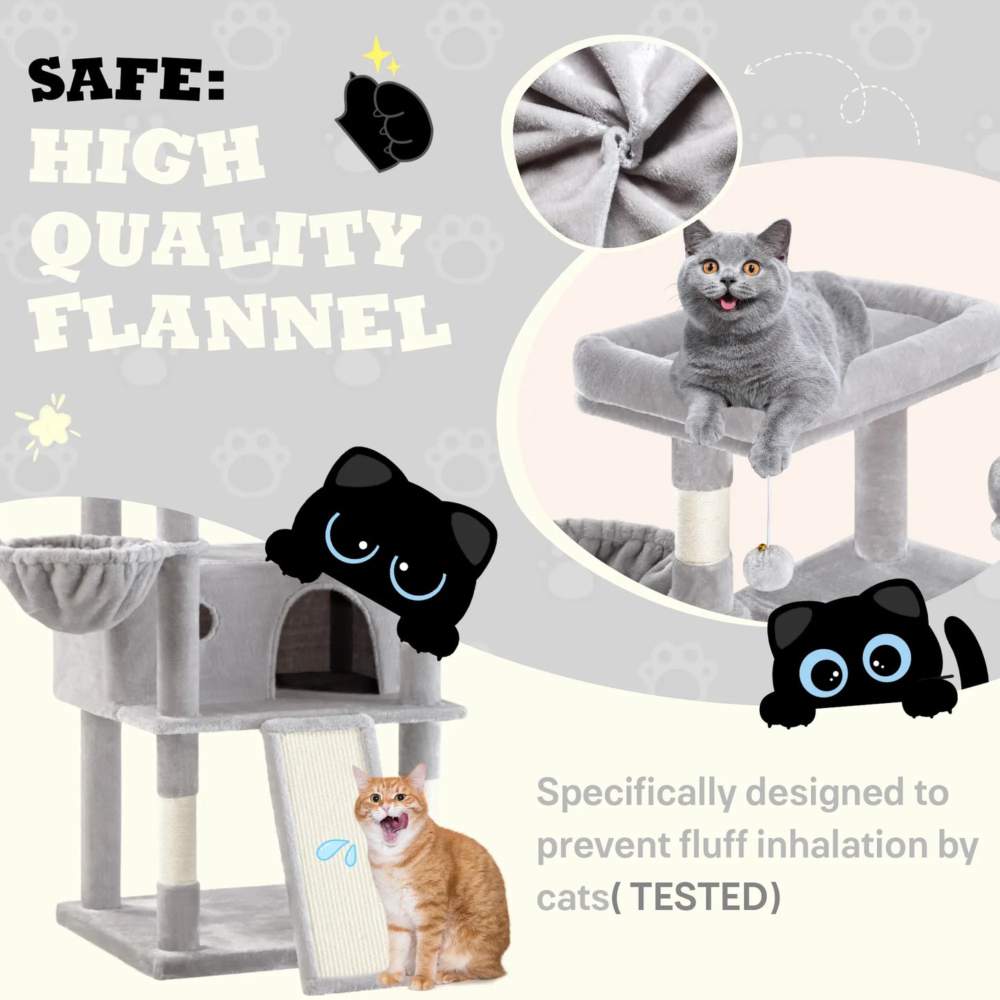 SHA CERLIN Multi-Level Tall Cat Tree Tower with Hammock and Sisal Scratching Posts - Spacious Cat Condo Furniture for Multiple Cats - Ideal for Play and Rest - Perfect Father's Day Gift