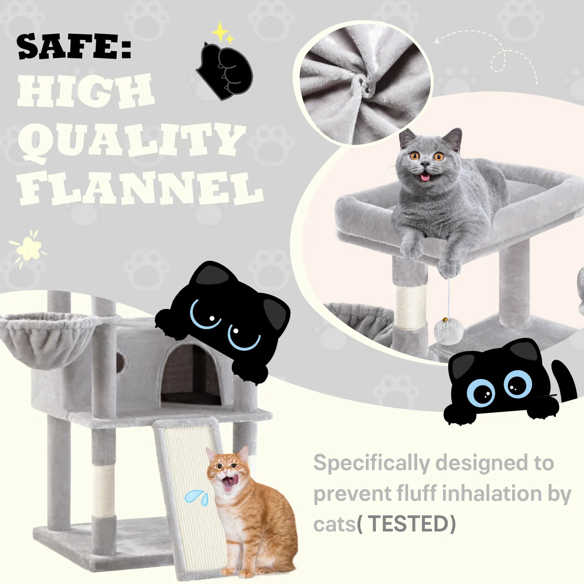 SHA CERLIN Multi-Level Tall Cat Tree Tower with Hammock and Sisal Scratching Posts - Spacious Cat Condo Furniture for Multiple Cats - Ideal for Play and Rest - Perfect Father's Day Gift