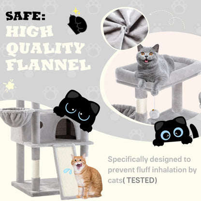 SHA CERLIN Multi-Level Tall Cat Tree Tower with Hammock and Sisal Scratching Posts - Spacious Cat Condo Furniture for Multiple Cats - Ideal for Play and Rest - Perfect Father's Day Gift