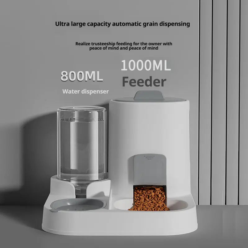 Automatic Non-Electric Pet Feeder, Anti-Tip Cat Bowl Dog Bowl, Automatic Water Dispenser for Kittens, Dual Bowls for Pets