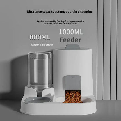 Automatic Non-Electric Pet Feeder, Anti-Tip Cat Bowl Dog Bowl, Automatic Water Dispenser for Kittens, Dual Bowls for Pets