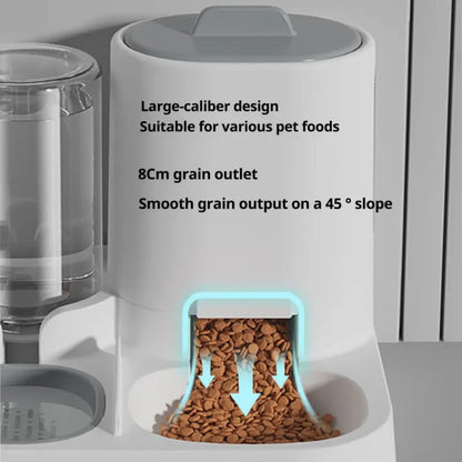 Automatic Non-Electric Pet Feeder, Anti-Tip Cat Bowl Dog Bowl, Automatic Water Dispenser for Kittens, Dual Bowls for Pets