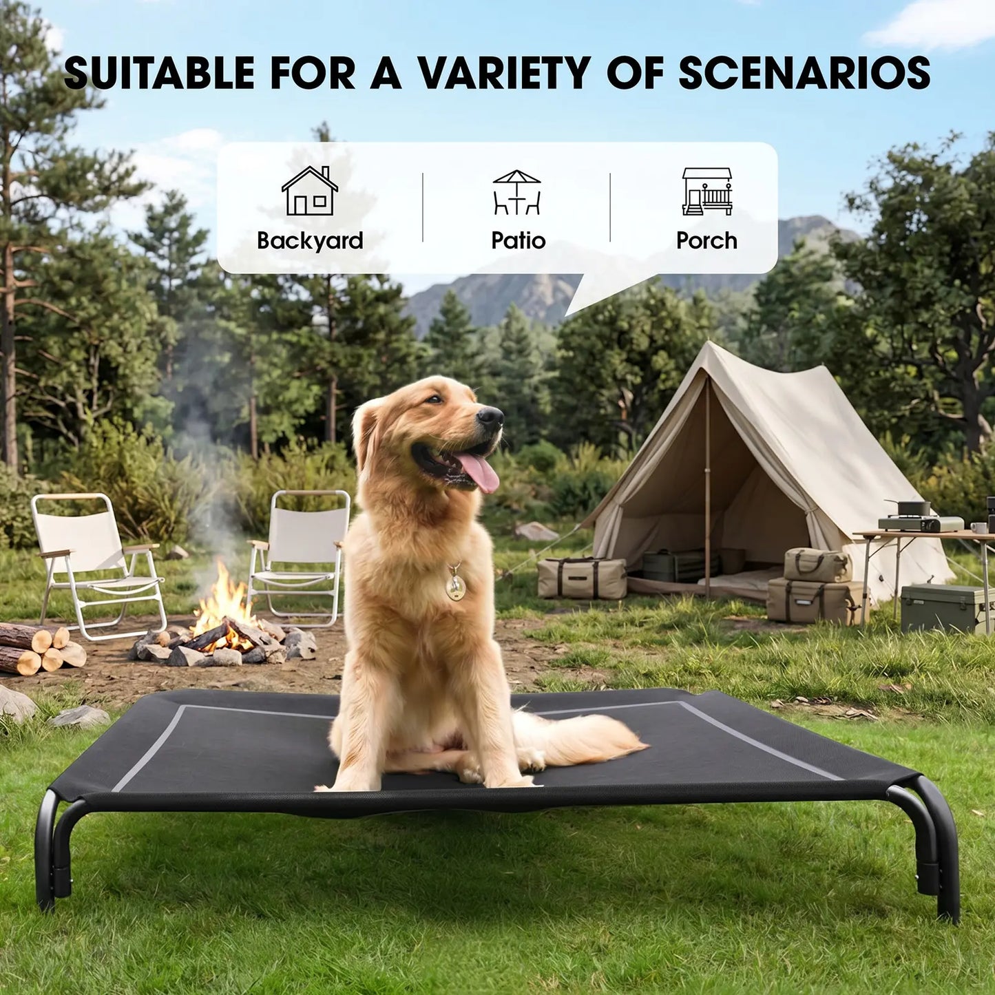 【Tiktokshopstockup】 VALUXE Elevated Dog Bed for Large Dogs, Cooling Pet Cot with Breathable Mesh & Durable Frame, Easy to Clean Raised Pet Mats for Indoor & Outdoor Home Summervibes Petlovers Outdoorfun