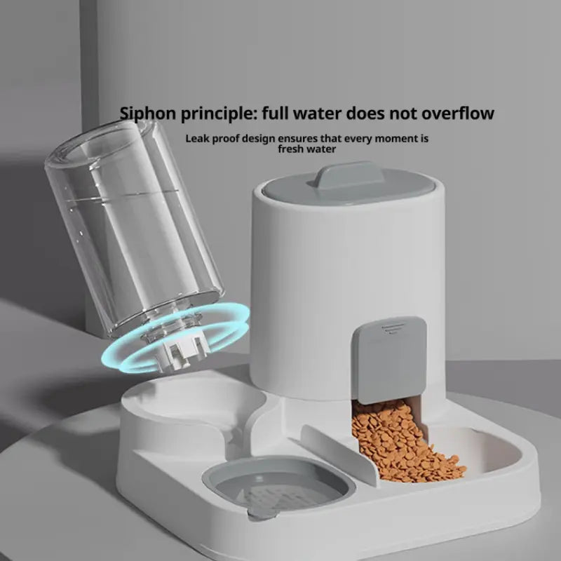 Automatic Non-Electric Pet Feeder, Anti-Tip Cat Bowl Dog Bowl, Automatic Water Dispenser for Kittens, Dual Bowls for Pets